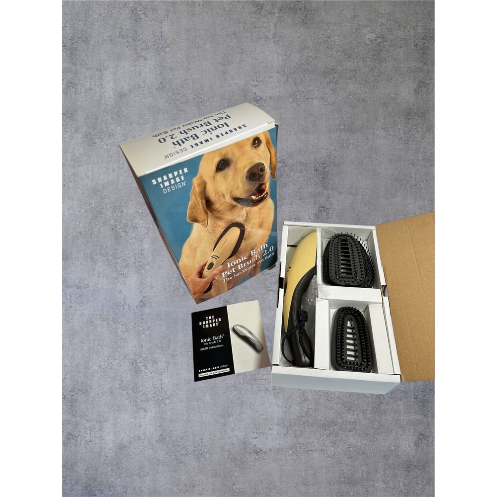 Sharper Image Ionic Bath Pet Brush 2.0 Dogs Cats Waterless Groomer-New/Open Box